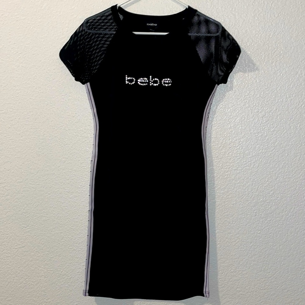 bebe black slim fitting dress